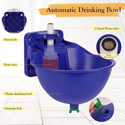Automatic Water Trough for Livestock Dog Water Dispenser Feeder Trough Bowl for Poultry Horse Cow Cattle Goat Sheep Water (Plastic Bowl) in Saudi Arabia