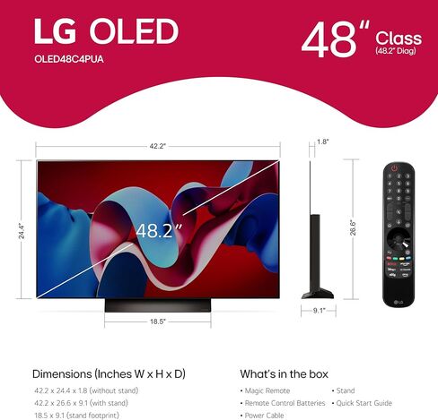 LG 42-Inch Class OLED evo C4 Series Smart TV 4K Processor Flat Screen with Magic Remote AI-Powered with Alexa Built-in (OLED42C4PUA, 2024) (Renewed) in Saudi Arabia
