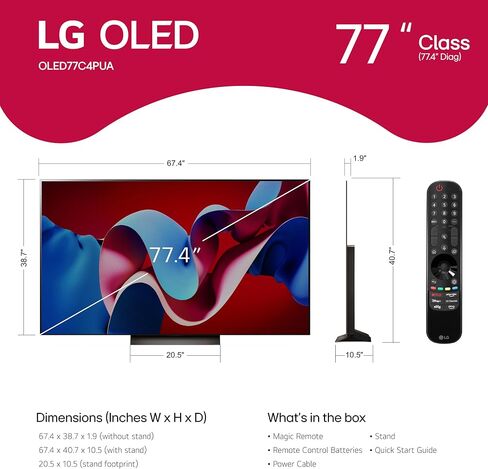LG 42-Inch Class OLED evo C4 Series Smart TV 4K Processor Flat Screen with Magic Remote AI-Powered with Alexa Built-in (OLED42C4PUA, 2024) (Renewed) in Saudi Arabia