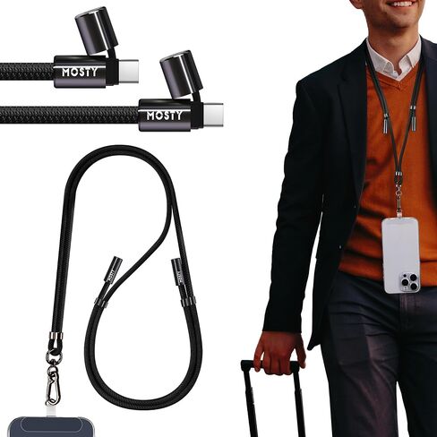 MOSTY Phone Lanyard Crossbody Built-in USB C to USB C Cable,iPhone Charging Lanyard,iPhone Lanyard Anti Theft for iPhone 15 in Saudi Arabia