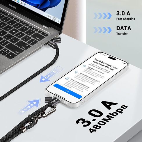 MOSTY Phone Lanyard Crossbody Built-in USB C to USB C Cable,iPhone Charging Lanyard,iPhone Lanyard Anti Theft for iPhone 15 in Saudi Arabia