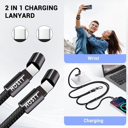 MOSTY Phone Lanyard Crossbody Built-in USB C to USB C Cable,iPhone Charging Lanyard,iPhone Lanyard Anti Theft for iPhone 15 in Saudi Arabia