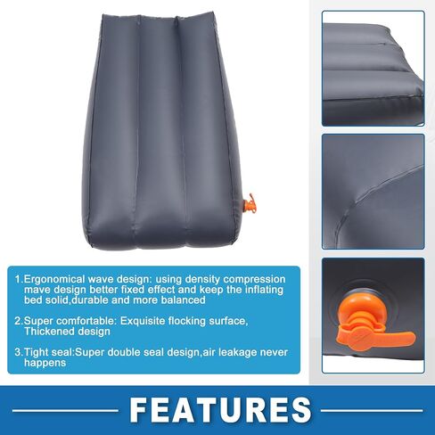 Car Front Seat Inflatable Mat Comfortable Car Inflatable Mattress Sleeping Mat for Napping Travel Deep Gray in Saudi Arabia