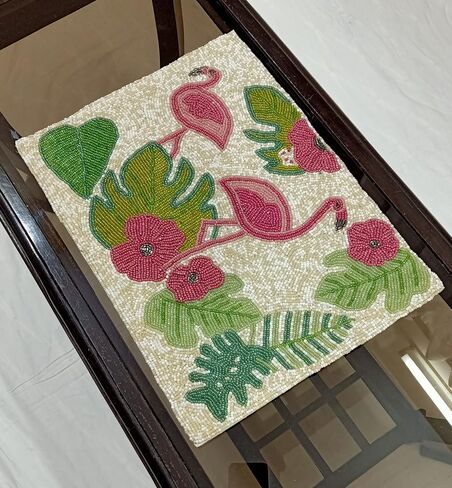 SS Creations Decorative Handmade Beaded Rectangle Placemat/RunnerPerfect for Table Dia 12x16 inchs 30x40 cm in Saudi Arabia