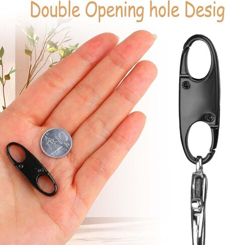 Dimeho 9PCS Double Small Carabiner Clips Zipper Clip Theft Deterrent Replacement Small Snap Hook Zipper Clip for Backpacks Traveling Camping Outdoor Sports(Black/Silver/Gold in Saudi Arabia