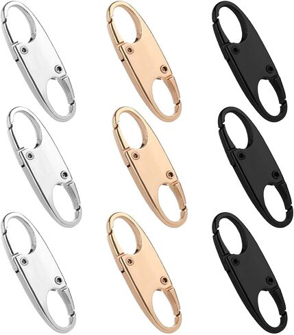 Dimeho 9PCS Double Small Carabiner Clips Zipper Clip Theft Deterrent Replacement Small Snap Hook Zipper Clip for Backpacks Traveling Camping Outdoor Sports(Black/Silver/Gold in Saudi Arabia