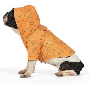 The Dodo Rainy Days Printed Raincoat for Dogs, Orange, Size Medium; Water Resistant Dog Raincoat with Hook-and-Loop Drape Closure, Easy Clean PVC Material