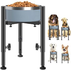 Dog Bowl Stand,Adjustable Elevated Dog Bowl Stand,Metal Dog Bowl Stand Adjustable Wide 7-10.5" Heights 14.5" for Large, Medium and Small Dogs(Bowl Not Included)