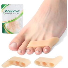 Welnove Gel Pinky Toe Separators - 8 Pack Pinky Toe Spacers, Bunion Cushions Pads for Women＆Men, Silicone Little Toe Protectors for Preventing Rubbing & Relieve Pressure(Beige)
