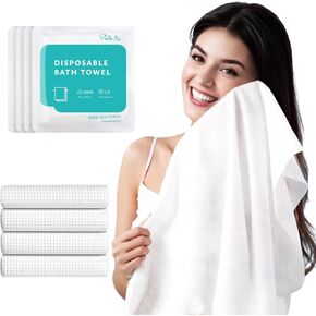 4 Pack Disposable Bath Towels Durable Large Portable Thicken Camping Towels for Travel Hotel Business Trip Swimming Pet Towels Sauna Spa Hot Spring Water Play 55''X27.5''