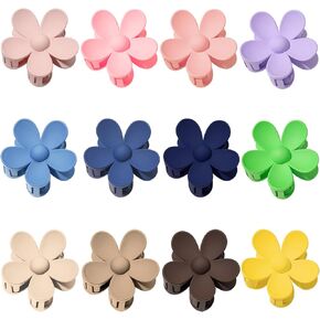 Flower Hair Clips 12Pcs Hair Claw Clips Cute Claw Clips for Women Girls Nonslip Matte Jaw Clip for Thick/Medium Hair Big Daisy Hair Clips Strong Hold for Thin Hair Fashion 12 Colorful Hair Accessories Gifts