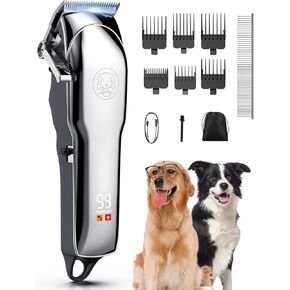Dog Clippers for Grooming Professional for Thick Heavy Coats/Low Noise Cordless Pet Shaver for Dog Grooming Kit, Razors Dog Hair Shears LED Display, Pet Hair Trimmer for Dogs Cats (MS063)