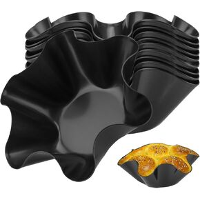 JEUIHAU 10 PCS 6.5 Inches Tortilla Bowl Maker, Taco Salad Shell Mold, Petal Shape Tortilla Shell Pans Taco Shell Maker for Taco Bowls, Salads, Dips, Black