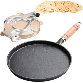 جهاز ضغط التورتيلا مقاس 8 بوصة، صانع التورتيلا مع مقلاة كومال من الحديد الزهر للتورتيلا - حزمة من مقلاة التورتيلا من الحديد الزهر لصنع روتي تاكو، دوسا وجهاز ضغط التورتيلا المتبل مسبقًا in Kuwait