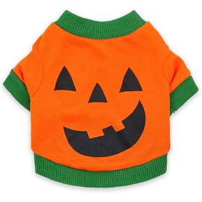 Dog Shirts Halloween Pumpkin Costume Pet Clothes Puppy Outfits Lightweight Sweatshirt for Small Medium Large Dogs Cats Orange01 X-Small