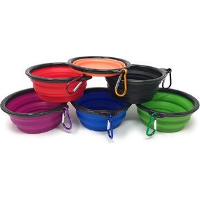 Funiverse Bulk Pack 6 Collapsible Silicon Travel Dog Water or Food Bowl
