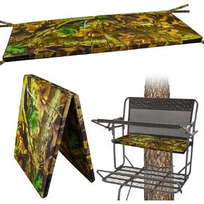 Foldable Two Man Tree Stand Replacement Seat 33.5''×13'' Tree Stand Seat Cushion Portable Double Treestand Seat Pad Waterproof Ladder Stand Seat Cushion for Deer Hunting Camping Outdoor Activities