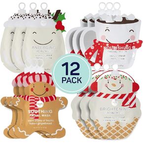SpaLife Holiday Treats Facial Masks Christmas Masks 12 pack Assorted