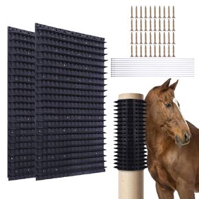 Livestock Scratching Brush, Horse Cattle Goat Scratcher Soft Touch Itch Relief Pad Equine Bovine Massage Brush Kit 2Pcs, black