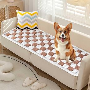 Dog Couch Cover Protector Washable, Plush Pet Couch Covers for Sofa, Soft Checkered Sofa Pad for Furniture with Non Slip Bottom, Quilted Plaid Pet Mat Blankets for Window Floor Camping Car Bed Yoga
