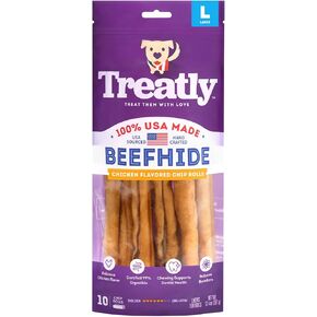 USA Beefhide Chip Rolls 5-6" Dog Chew Treats - Peanut Butter Flavor, 20 Count/1 Pack
