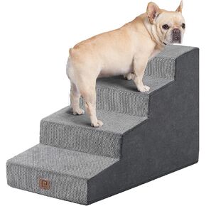 EHEYCIGA Dog Stairs Ramp for Bed 18"H, 4-Step Dog Steps for High Bed, Pet Steps for Small Dogs and Cats, Non-Slip Balanced Dog Indoor Ramp, Grey in Kuwait