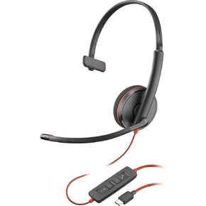 Poly Blackwire 3210 Monaural USB-C Headset +USBC/A Adapter - Mono - USB Type C, Mini-phone (3.5mm) - Wired - 32 Ohm - On-ear - Monaural - Ear-cup - 5.20 ft Cable - Omni-directional Microphone - Noise