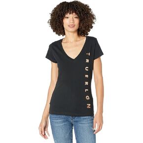 True Religion Women's Side Branded Slim V-Neck Tee