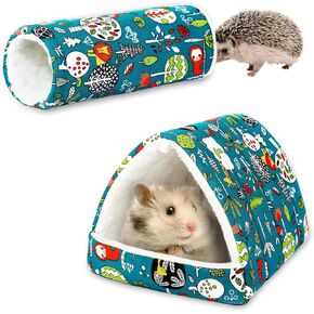 UPINS Guinea Pig Hideout,2 Pack Guinea Pig Bed and Guinea Pig Tunnel Washable Small Animal Accessories Guinea Pig House for Dwarf Rabbits, Chinchillas, Hamsters, Hedgehogs