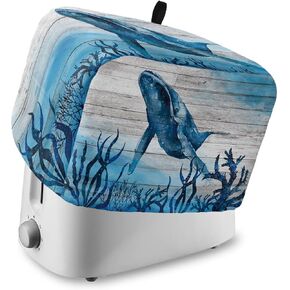 Toaster Dust Cover with Pockets, Farmhouse Cow Pig Chicken Black White Stripes Pattern Soft Washable 2 Slice Toaster Cover, Dust-proof Cover for Small Appliance Cover and Fingerprint Protection