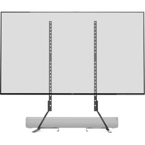 Amazon Basics Universal TV Stand, Black - Height Adjustable up to 77 inch, Compatible with soundbars, Hold up to 80 lbs