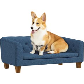 أريكة PawHut المرتفعة للكلاب، أريكة مرتفعة للحيوانات الأليفة للكلاب الصغيرة والمتوسطة، مع وسادة ناعمة قابلة للإزالة، وسادات مضادة للانزلاق، تركيب بسيط، رمادي in Kuwait