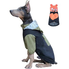 Dog Raincoat with Legs and Clear Hood, Abdomen Waterproof, Reflective, Breathable and Adjustable Lightweight Dog Rain Jacket for Small Medium Large Dogs (Green&Black, S)