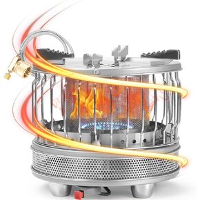 2 in 1 Portable Propane Heater & Stove, 3680 BTU-13500 BTU, Outdoor Heater Gas Stove with ignition, Camping Ice Fishing Hunting Survival Emergency Gifts