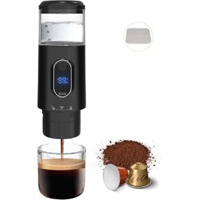 Portable Coffee Maker Electric Espresso Machine High-capacity(100ml) Non-Heating Version Compatible with NS Pods & Ground Coffee for Garden, Camping, Travel, Office and a Silicone Mat for Free