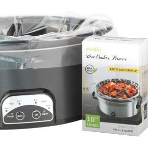 [2 For Free] 12 bags Ebelbo Nylon Pot liners, Slow Cooker Liners 13x21 Inch Large Size Disposable Roaster Cooking, Fit for 3-8QT Oval & Round Pot