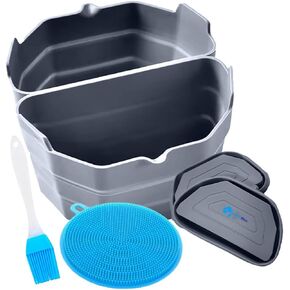 Silicone Slow Cooker Liners Compatible with Crock-Pot 6-8 QT | Reusable Divider Insert for Cooking 2 Meals Simultaneously | Dishwasher Safe, BPA Free | Silicone Slow Cooker Divider | GREY