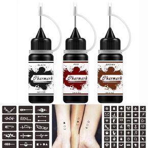 Charmark Temporary Tattoo Kit Temporary Painting Kit with 84 Pcs Stickers Stencils Full Painting Kit 4 Bottles