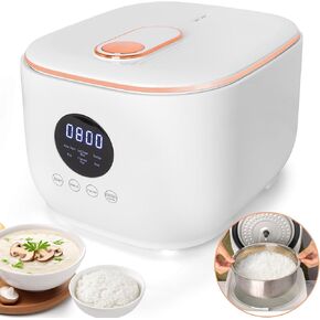 Electric Rice Cooker 6 Cup with Low Carb Rice Cooker Steamer Basket, Small Rice Cooker (White)