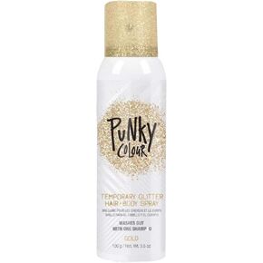 Punky Temporary Hair and Body Glitter Color Spray, Travel Spray, Lightweight, Adds Sparkly Shimmery Glow, Perfect to use On Hair, Skin, or Clothing, 3.5 oz - GOLD/SILVER