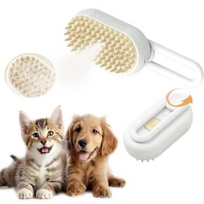Cat Steam Brush, 3 in 1 Steam Brush for Cats, Cat Steam Brush for Shedding, Long Handle Spritz Defur Comb for Cats Dogs, Cat Brush with Steam, Silicone Cloud Care Cat Brush Cleanser