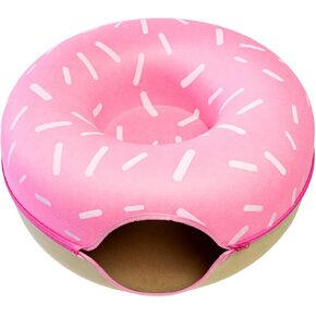 Luli & Cat Sprinkled Donut Cat Tunnel Bed - Large Cat Tunnel Hideaway Caves for Indoor Cats
