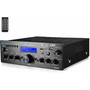 Wireless Bluetooth Home Stereo Amplifier - Multi-Channel 200 Watt Power Amplifier Home Audio Receiver System w/HDMI, Optical/Phono/Coaxial, FM Radio, USB/SD, AUX, RCA, Mic - Remote - Pyle PDA9HBU.5