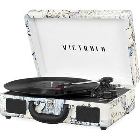 Victrola Vintage 3-Speed Bluetooth Portable Suitcase Record Player with Built-in Speakers | Upgraded Turntable Audio Sound| Includes Extra Stylus | American Flag (VSC-550BT-USA) Amercan