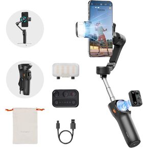 hohem iSteady X3 Gimbal Stabilizer for iPhone,3-Axis Phone Gimbal with Magnetic Fill Light Built-in Extendable Rod&Tripod,Detachable Remote Control,Gimbal Stabilizers for Travel Vlog TikTok