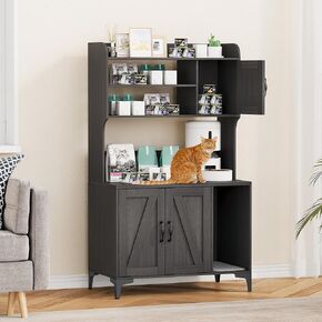Cat Litter Box Enclosure with Shelves,Cat Litter Box Cabinet,Hidden Cat Box Furniture with Scratching Mat,Wood Sturdy Cat Washroom Storage, Indoor Cat House,White
