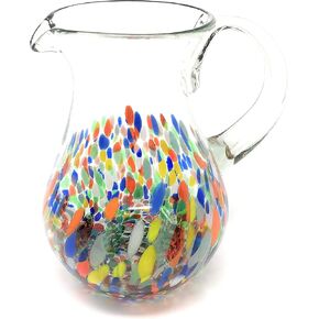 Mexican Hand Blown Glass Pitcher – Confetti Carmen Design (84 oz)
