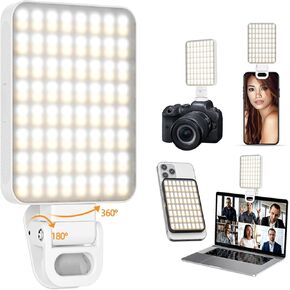 Magnetic Selfie Light, Rechargeable 128 LED Fill Light with Phone Clip/Cold Shoe, Adjusted 3 Light Modes Phone Light Clip for Magsafe, TikTok, Video Recording, Live Stream,Makeup, Camera, Laptop-White