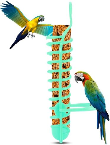 Millet Holder, Parrots Feeder Basket, Bird Food Holder, Parrot Foraging Stand for Pet Bird Vegetable Fruit Feeder (Green) in Saudi Arabia