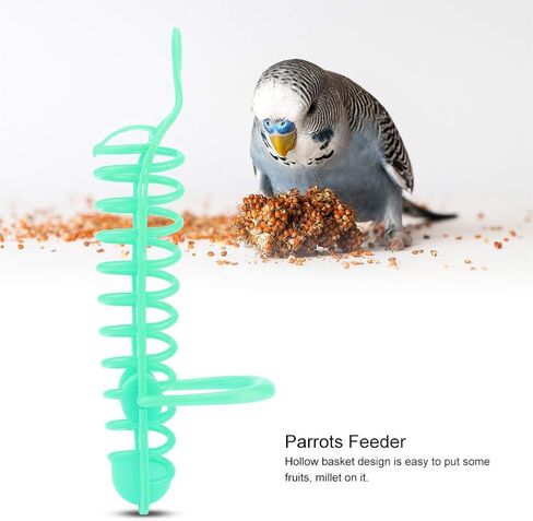 Millet Holder, Parrots Feeder Basket, Bird Food Holder, Parrot Foraging Stand for Pet Bird Vegetable Fruit Feeder (Green) in Saudi Arabia